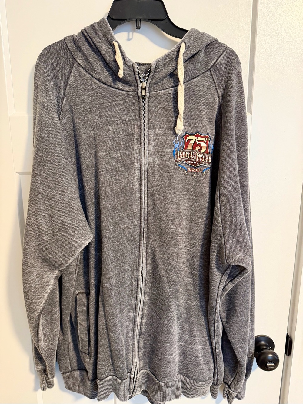 Hot Leathers mens 2XL Gray Zip-Up Hoodie Jacket with Hood Bike Week Daytona